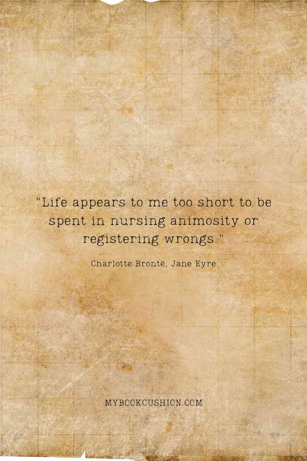 "Life appears to me too short to be spent in nursing animosity or registering wrongs." - Charlotte Brontë, Jane Eyre